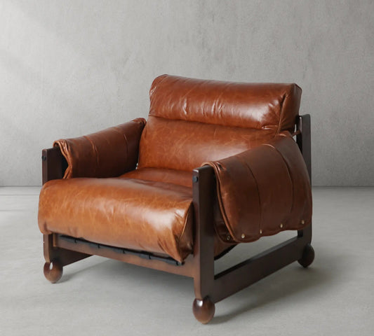 Mercury Cowhide Walnut Sofa Chair
