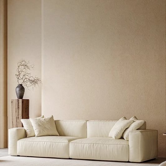 Italian Minimalist Sofa with Full-Grain Leather