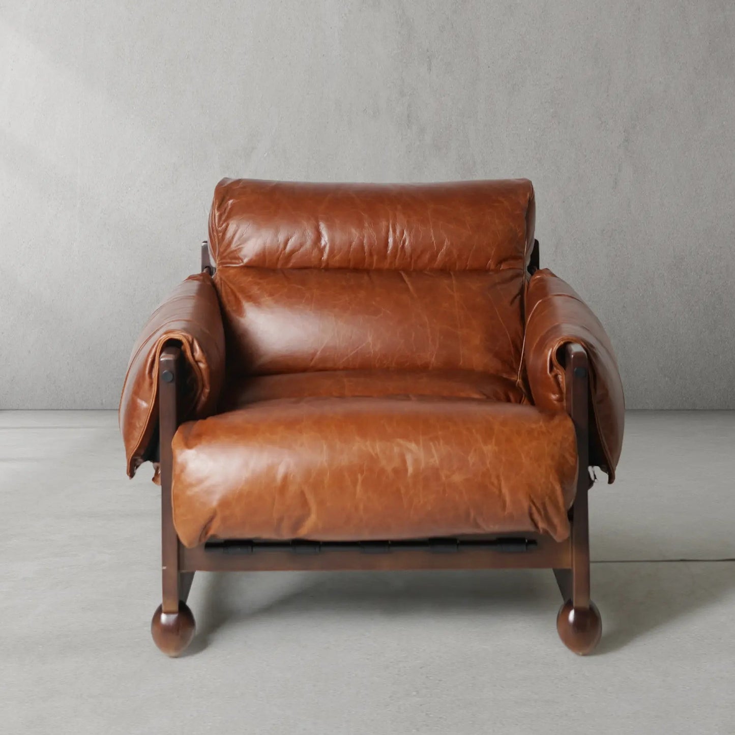 Mercury Cowhide Walnut Sofa Chair